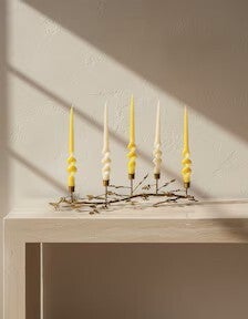 Candle Holder, Antique Gold Metal Branch Table Decor