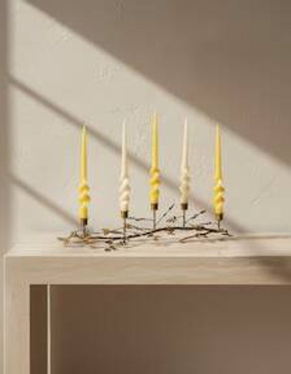 Candle Holder, Antique Gold Metal Branch Table Decor