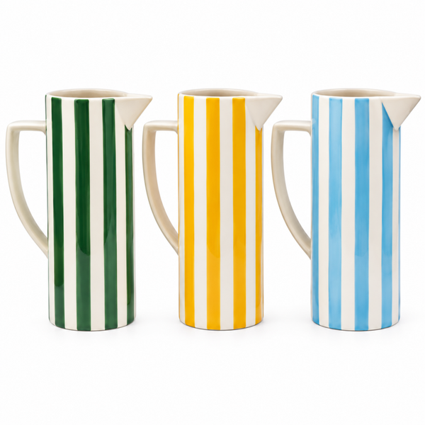 Striped Jug Vase, 33.5cm Colorful Contemporary Flower Display