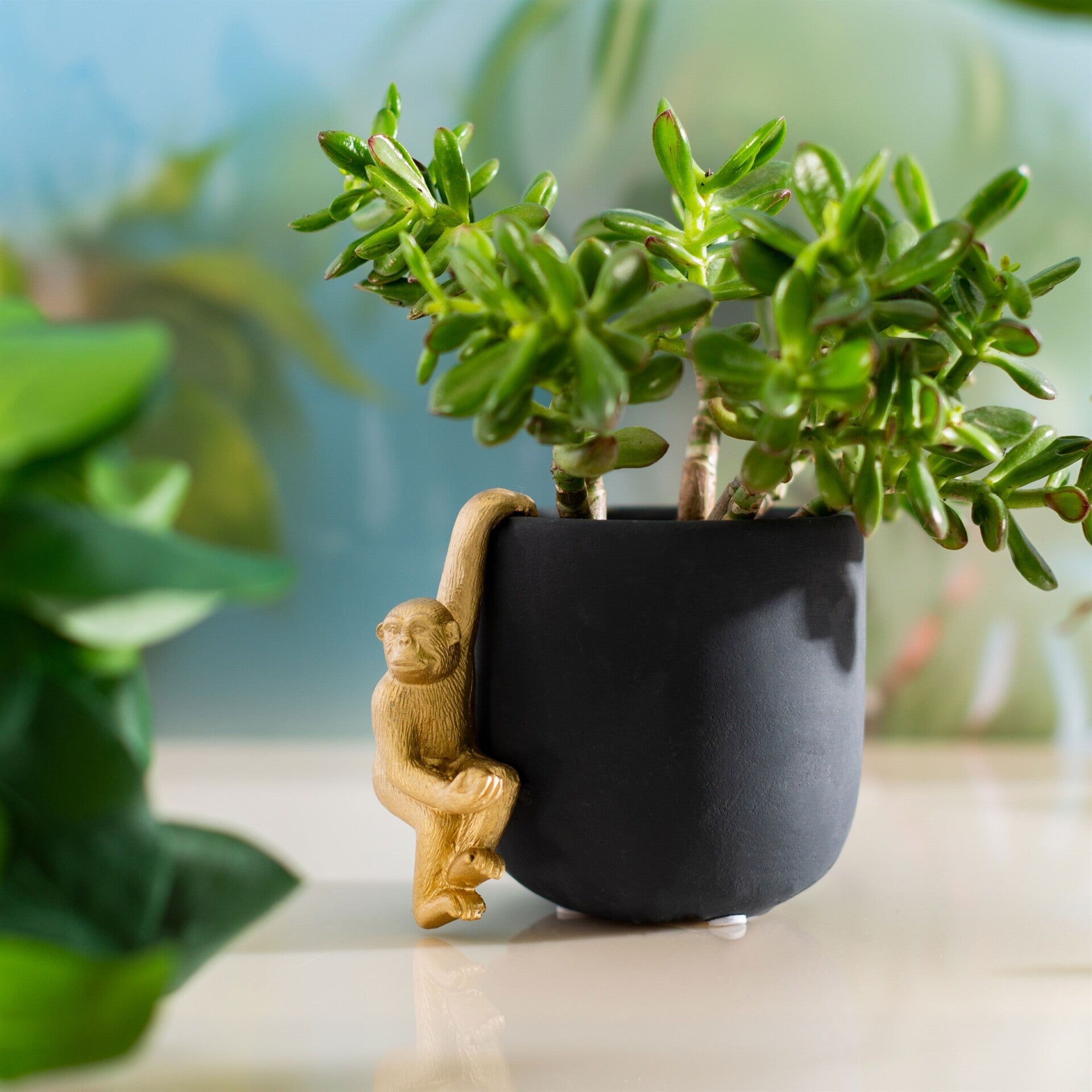 Golden Monkey Swinging Planter – Cute Animal Home Décor