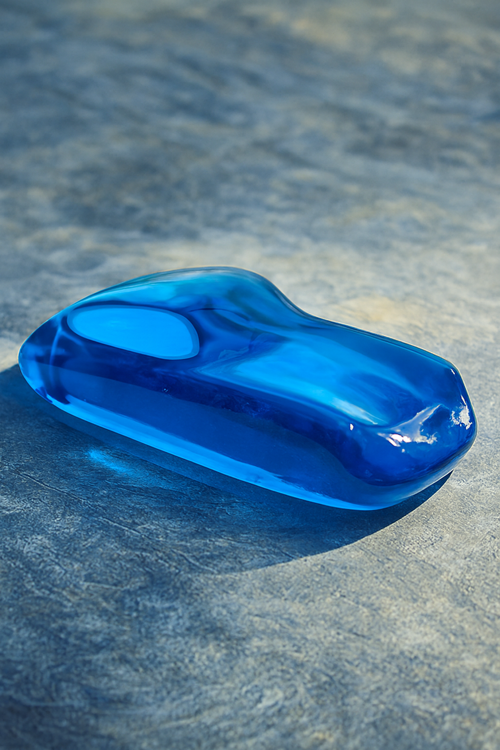 Large Translucent Blue Sports Car Ornament Paperweight, Retro Art Deco Style, Vintage Home Office Decor