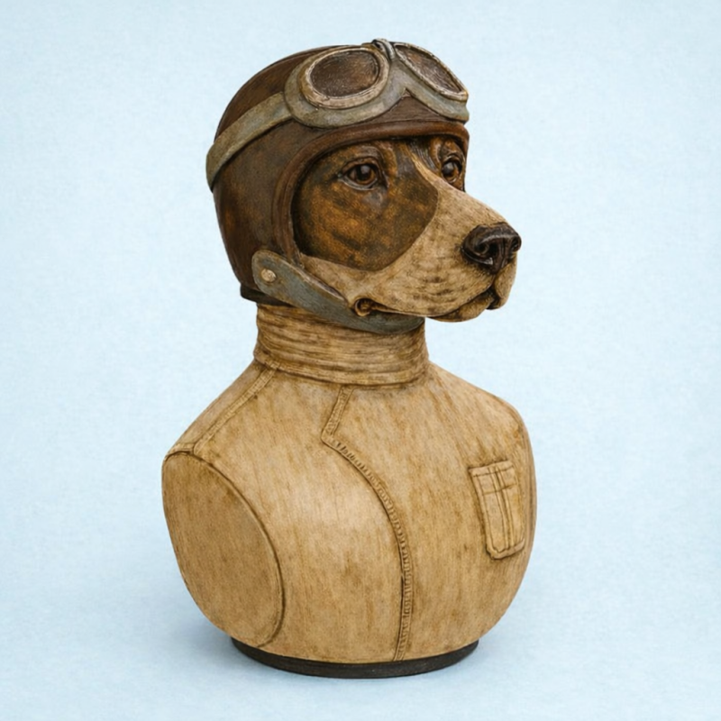 Quirky aviator dog ornament with pilot goggles