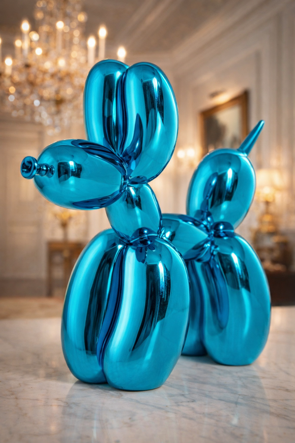 Metallic Blue Balloon Dog Sculpture – Whimsical Modern Home Décor Gift