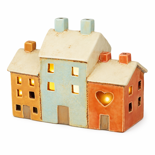 Ceramic T-light Holder in House Shape, Colorful Table Decor
