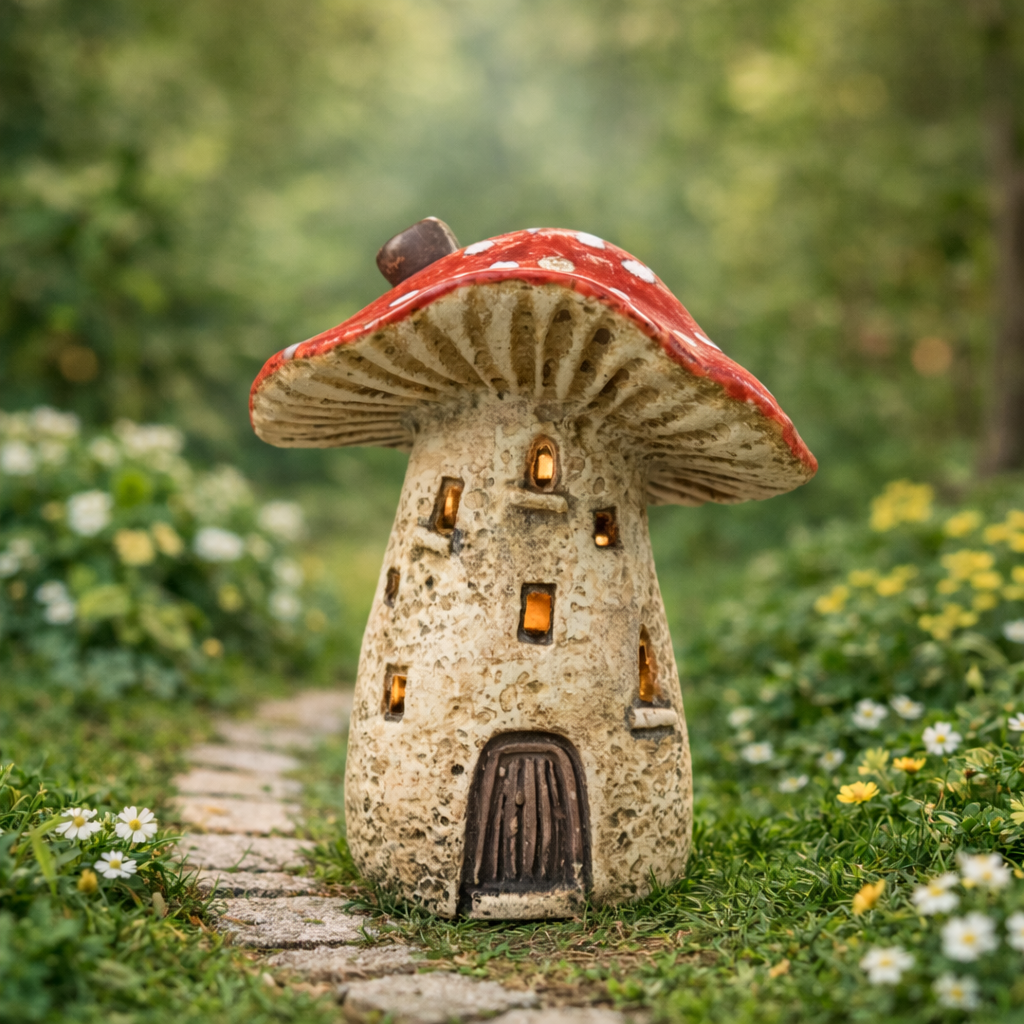 Woodland Mushroom Porcelain Tealight House, Whimsical Candle Decor