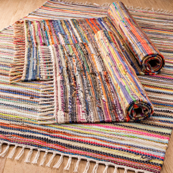 Colourful Recycled Cotton Rug, Eco Friendly 100 x 164cm Area Rug