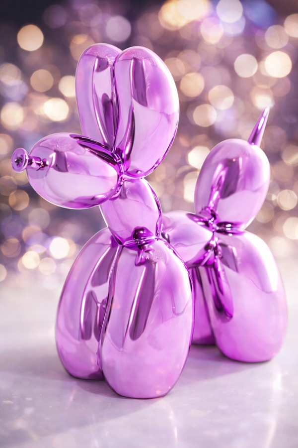Large Metallic Balloon Style Pink Dog Figure