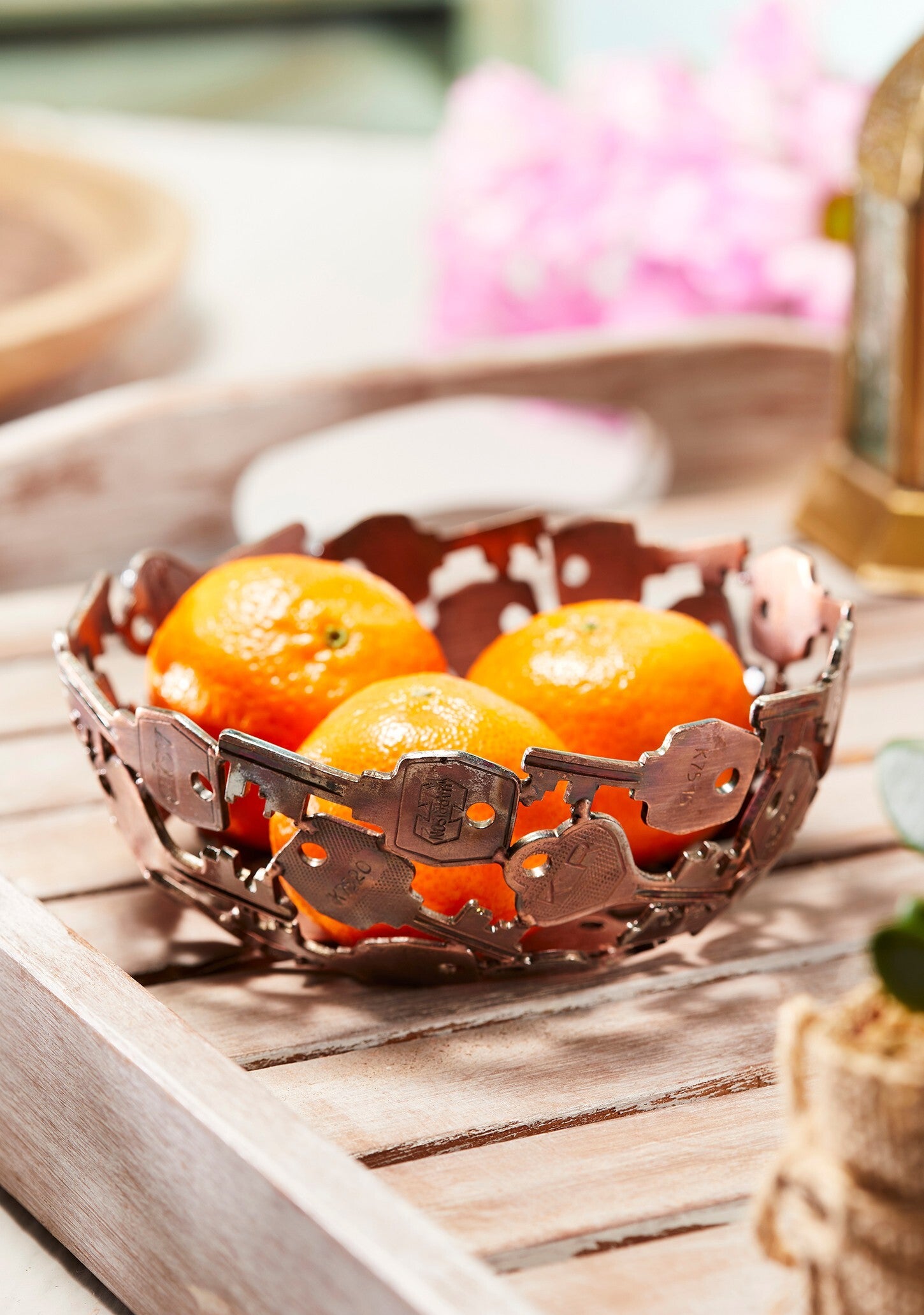 Copper Finish Recycled Iron Key Bowl | Eco-Friendly Handmade Metal Decor, Fair Trade