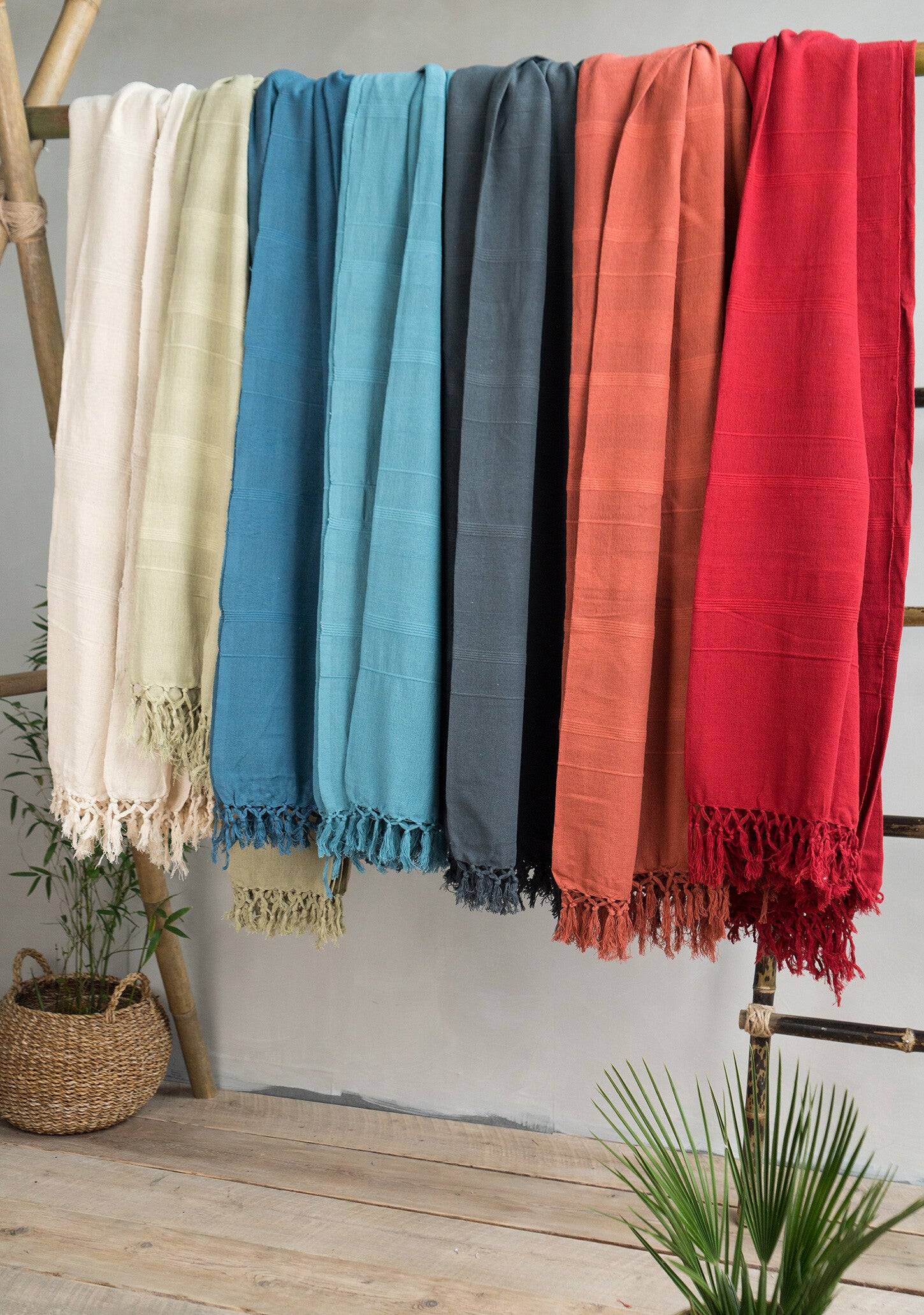 Vintage Sage Double Bedspread, Handwoven Cotton Large Throw 225 x 250cm