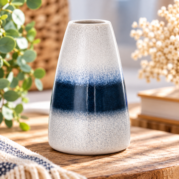 Mojave Dusk Glazed Terracotta Vase – Small Rustic Decorative Vase, Brown and Cream Boho Home Decor