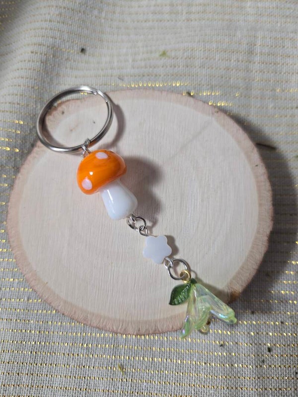 Orange Mushroom Keychain