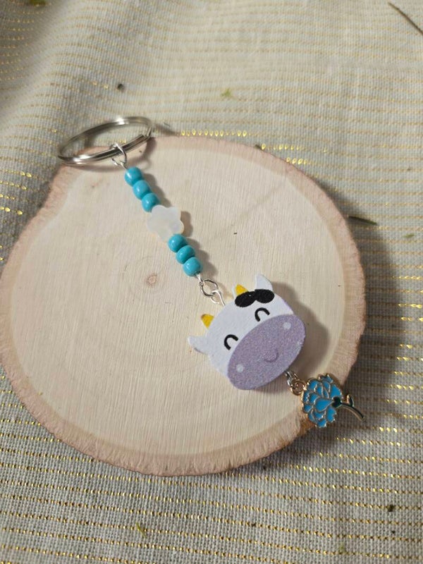 Clover Cow Keychain