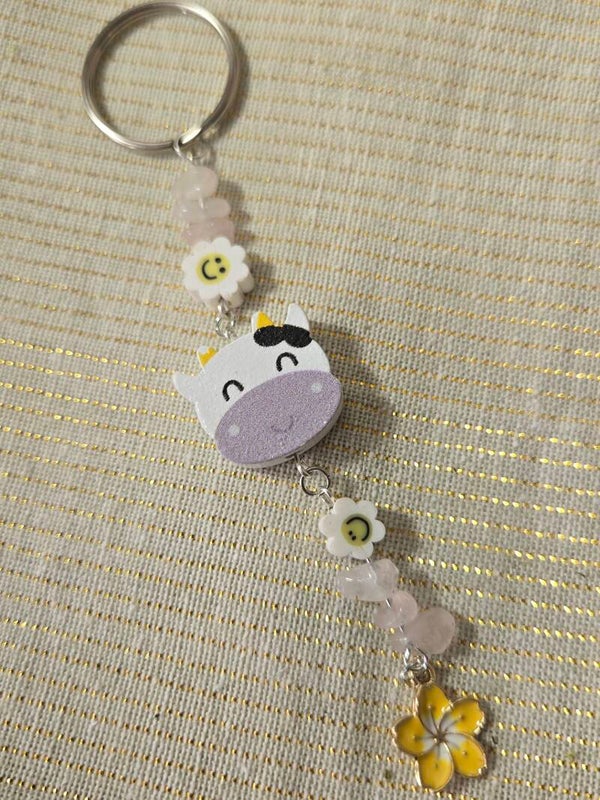Daisy Cow Keychain