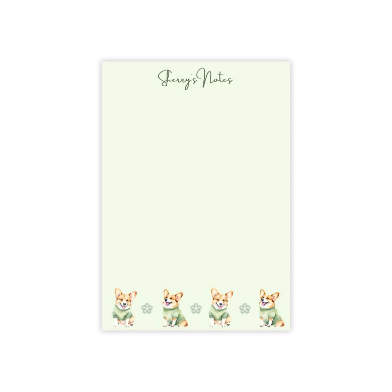 Personalized Corgi Post-it® Note Pads-Green Sweater