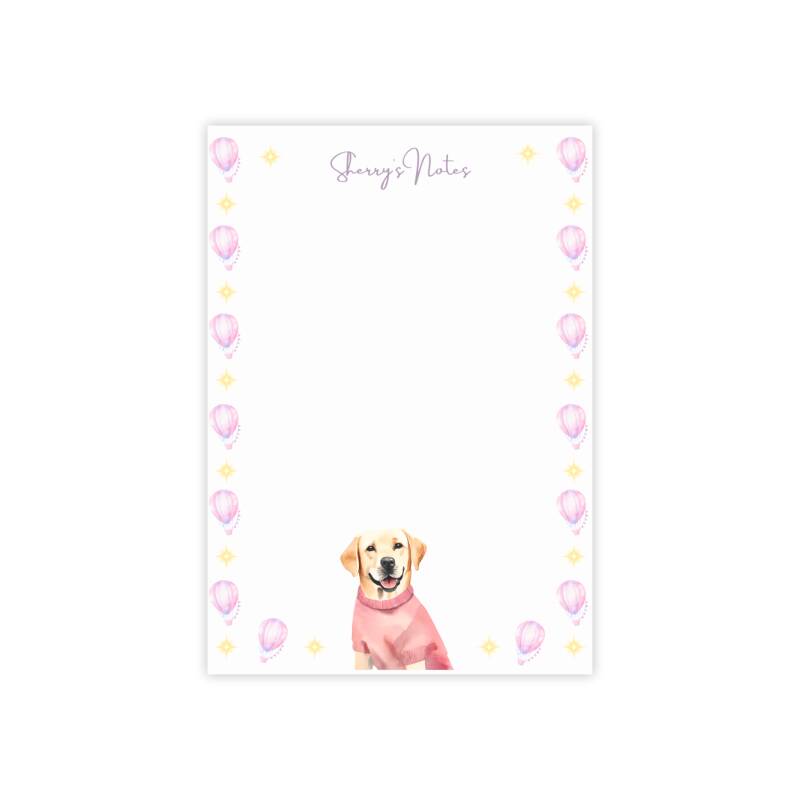 Personalized Labrador Post-it® Note Pads-Pink Hot Balloon