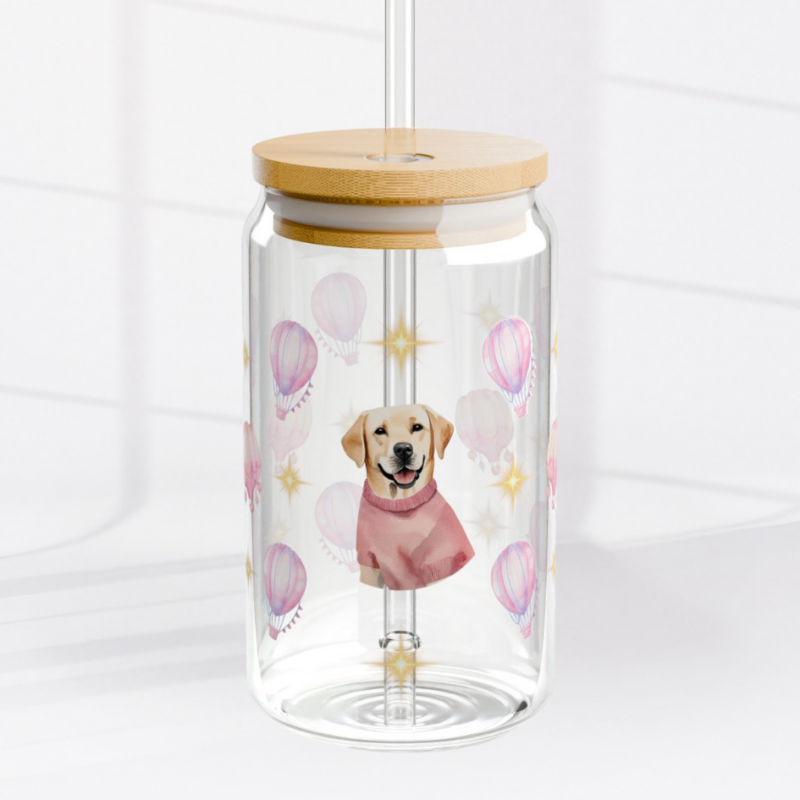 Labrador Glass Cup-Pink Hot Balloon