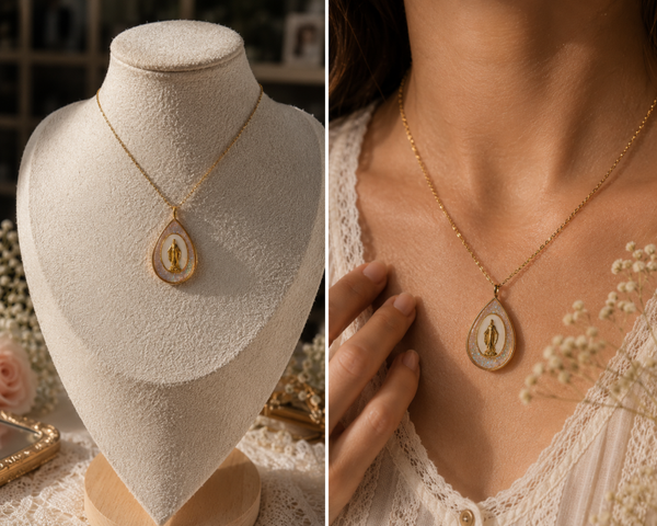 Collier médaille ovale, vierge, Marie