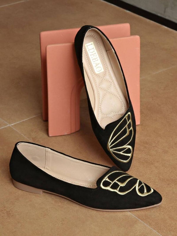 Elysia Point Toe Slip-Ons – Golden Butterfly Effect