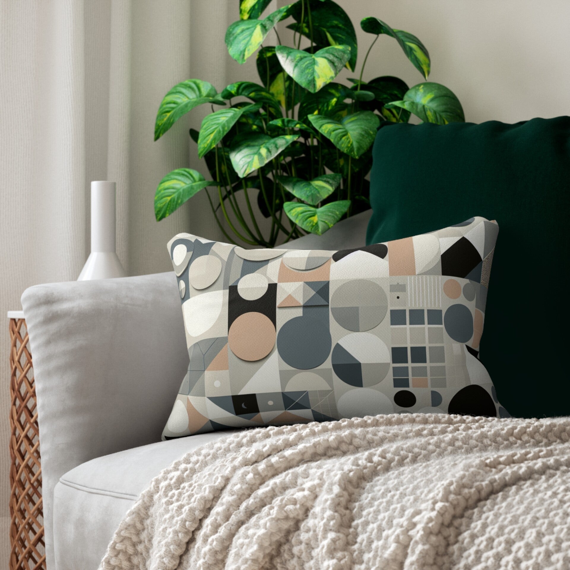 Modern Geometric Lumbar Pillow for Cozy