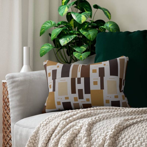 Square Pattern Spun Lumbar Pillow – Modern Style