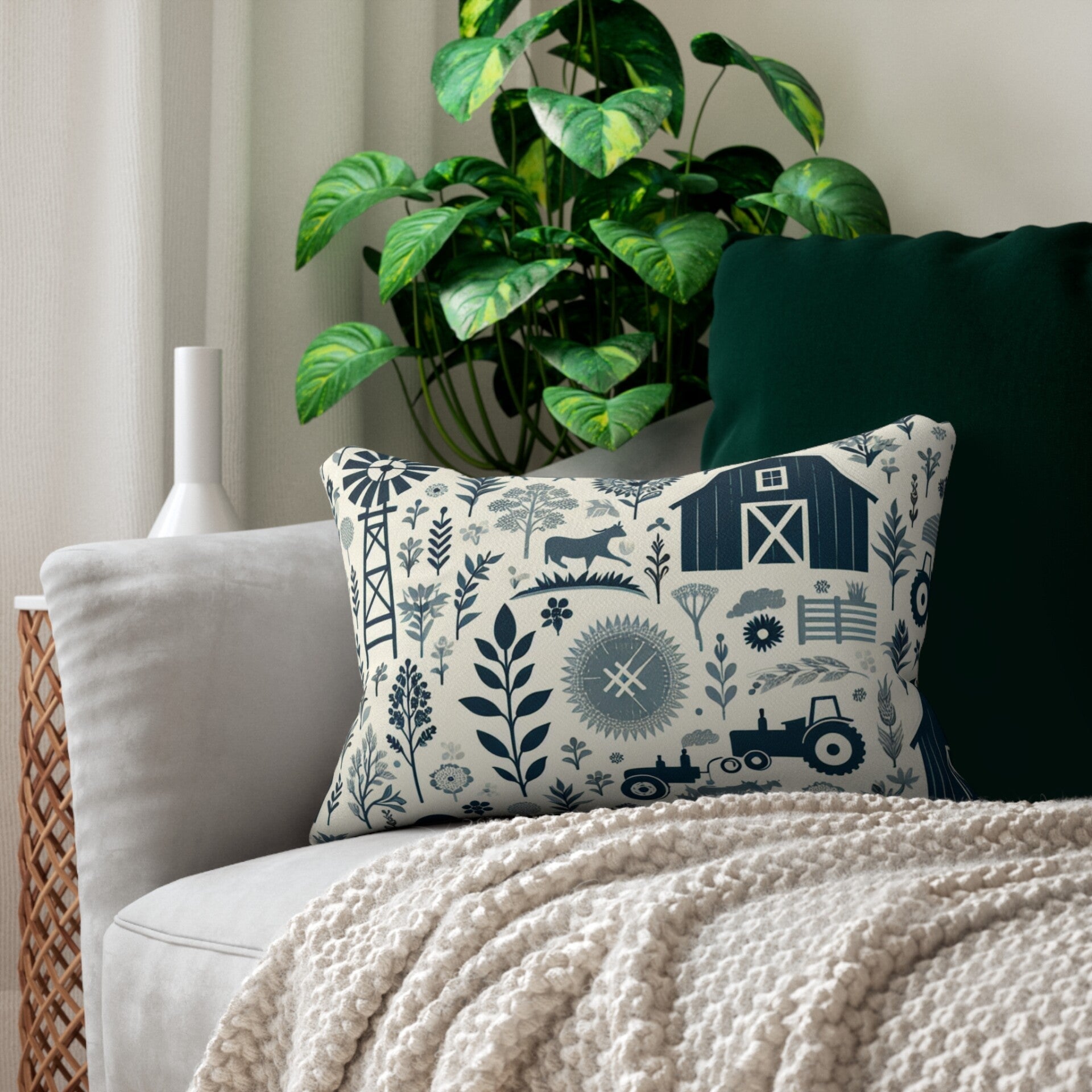 Farmhouse Floral Lumbar Pillow