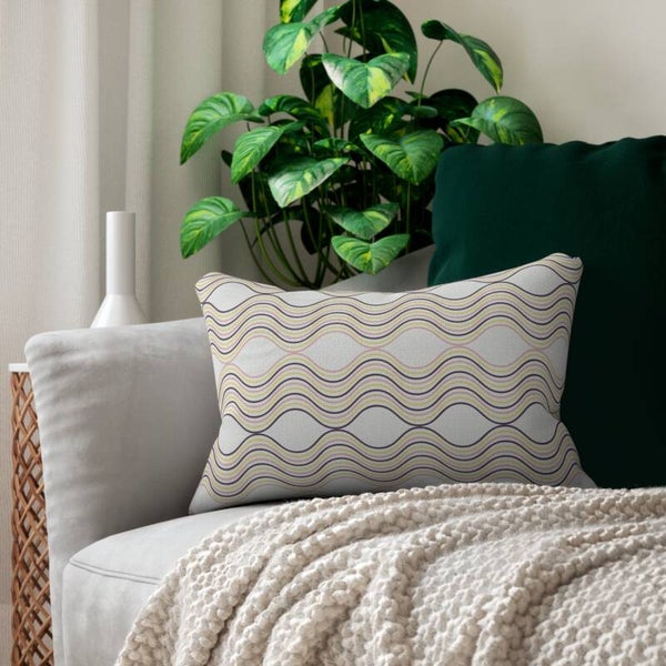 Wavy Vibes Lumbar Pillow – Double-Sided
