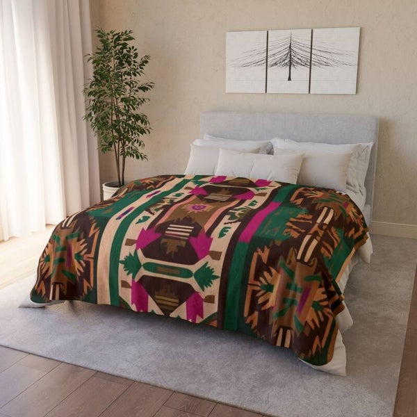 Bohemian Fleece Sherpa Blanket