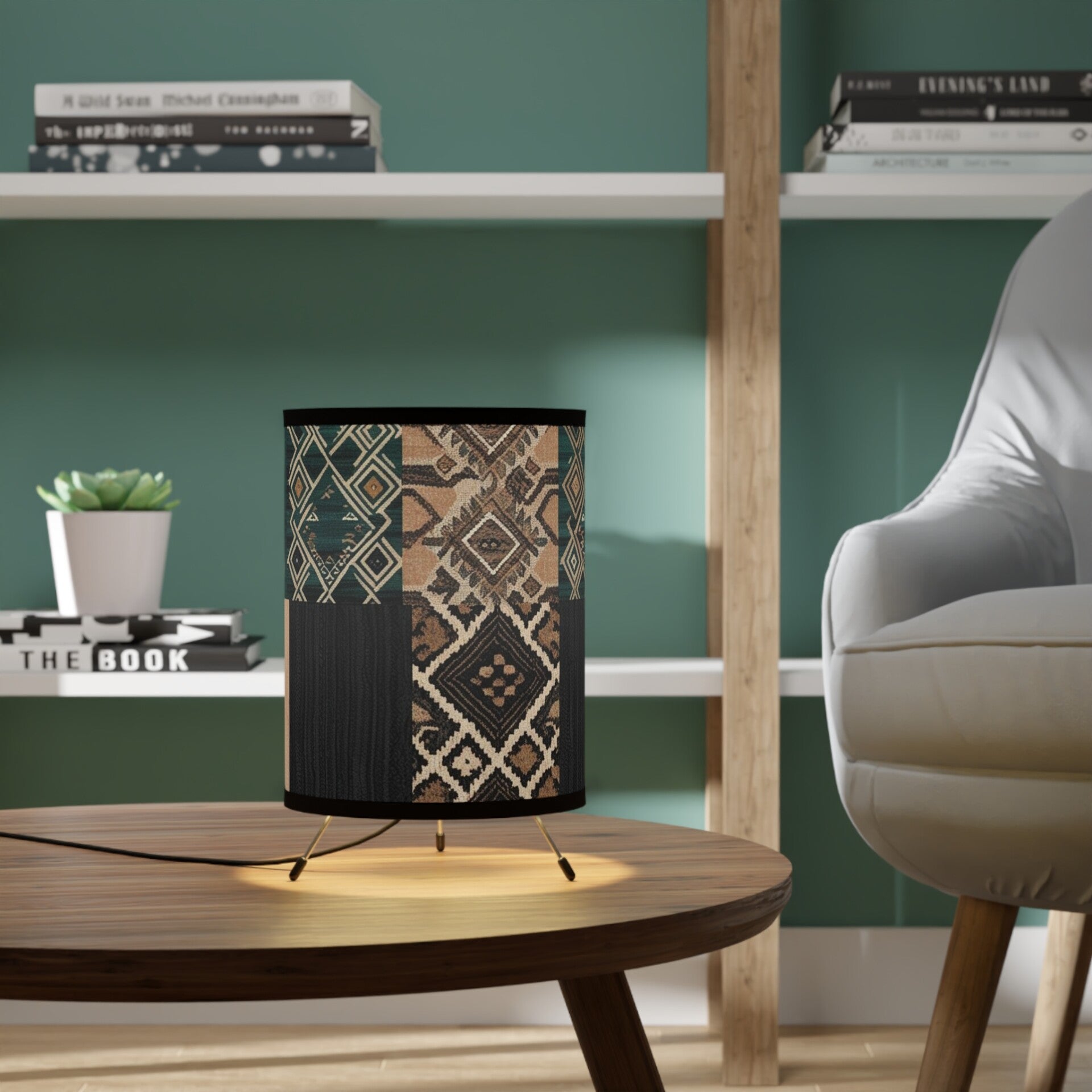 Bohemian Tripod Lamp with High-Res Printed Shade