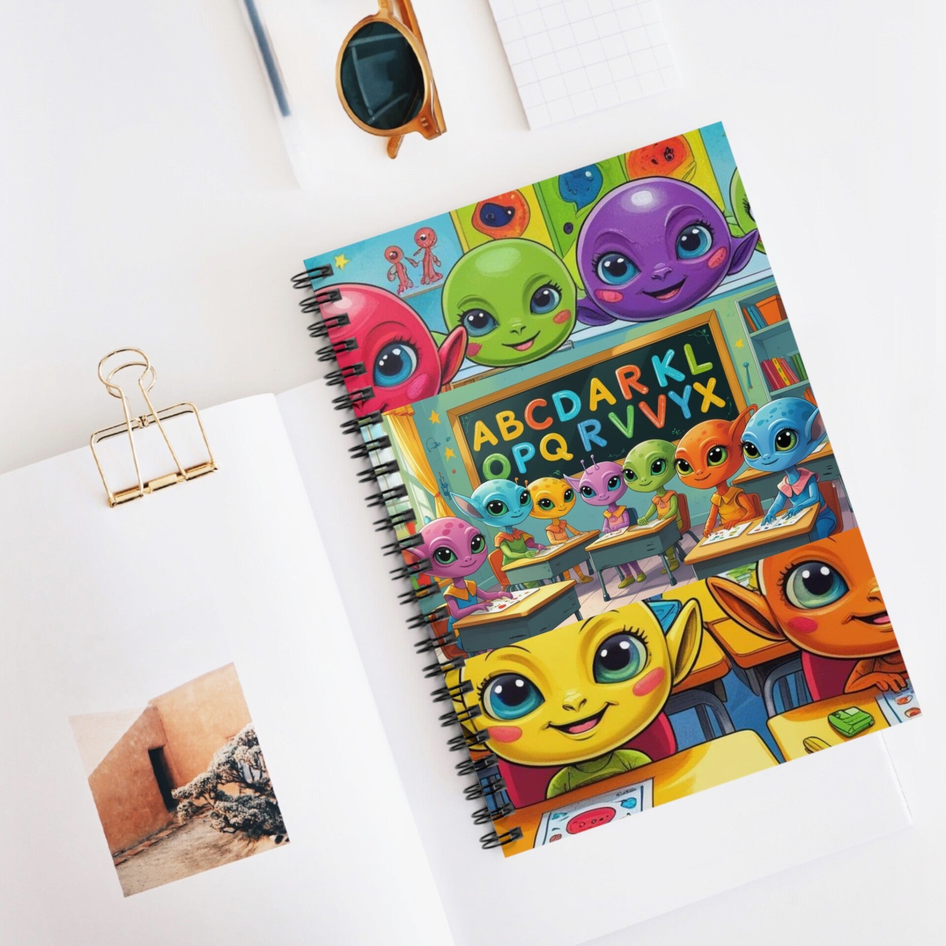 Colorful Alien Spiral Notebook for Kids