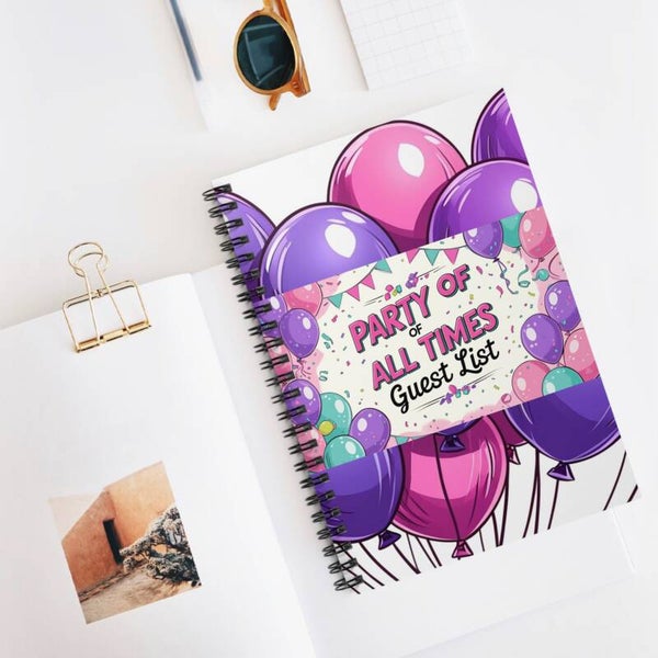 Party Guest List Spiral Notebook - Fun Notepad