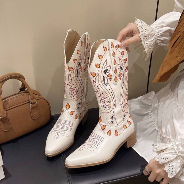 Point Toe Block Heels Boots Dear Monkey