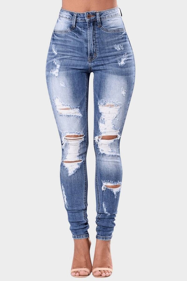 Distressed Skinny Jeans – Edgy Style & Curve Fit (S–3XL)