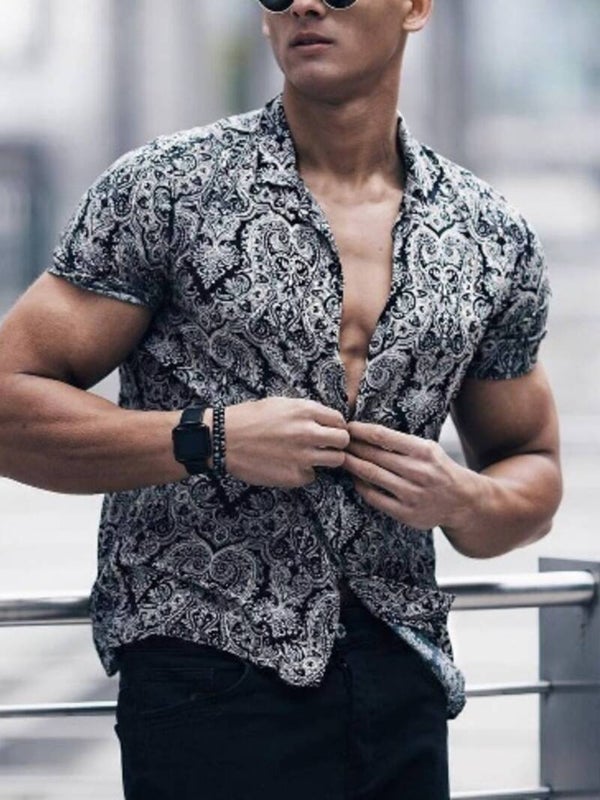 Hard Core Men’s Plus Size Printed Button Up