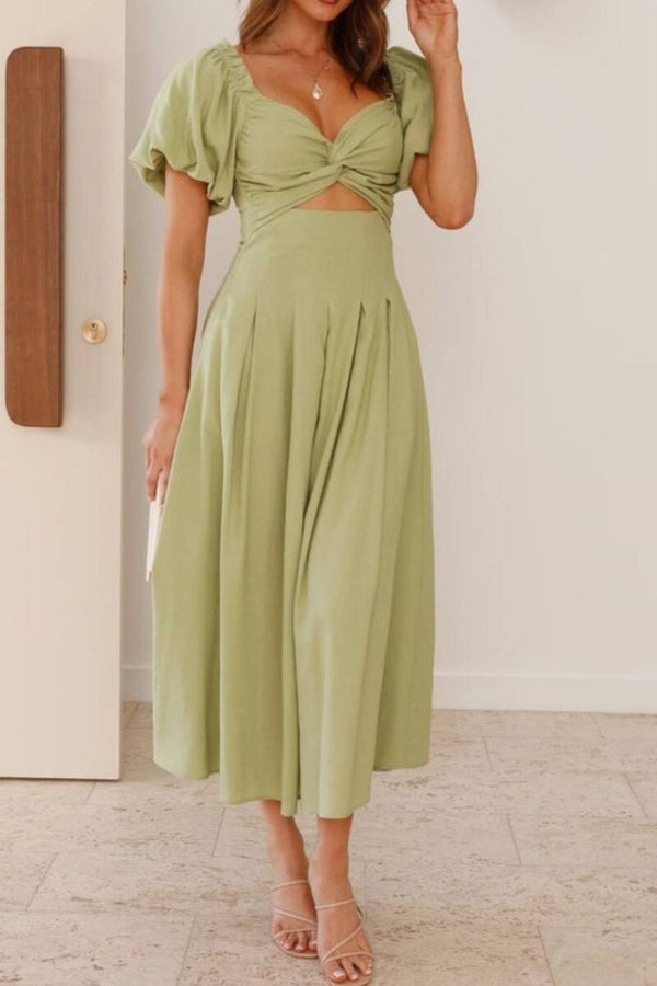 Ruched Cutout Pocketed Dress with Zipper Detail