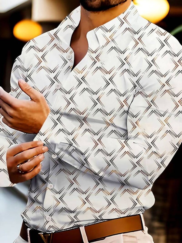 MasteryMan Men's Geometric Print Button-Up