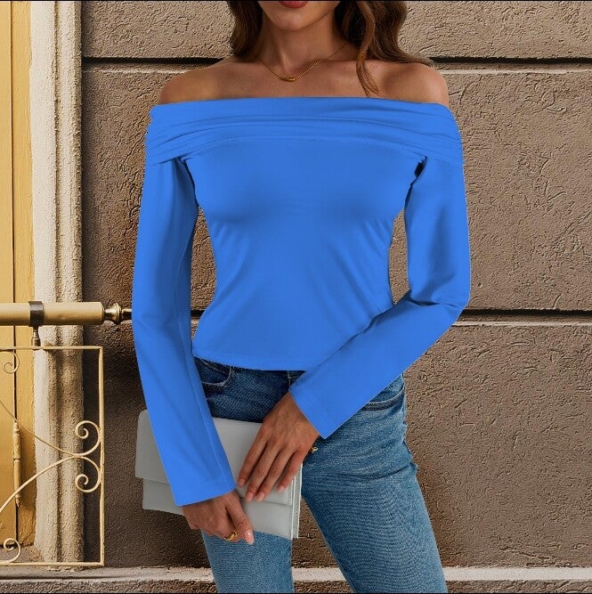 Off Shoulder Double Lined Long Sleeve T Shirts