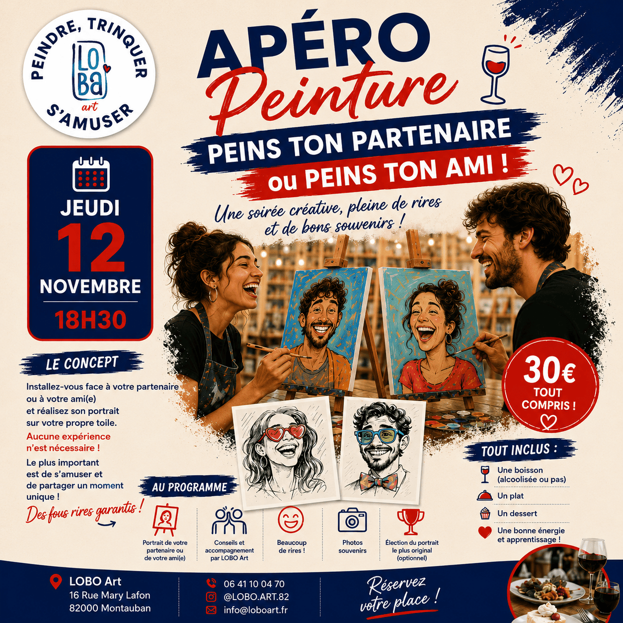 🎨😂 APÉRO PEINTURE – PEINS TON PARTENAIRE OU TON AMI ! 😂🎨