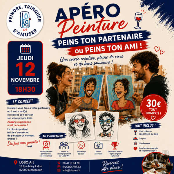 🎨😂 APÉRO PEINTURE – PEINS TON PARTENAIRE OU TON AMI ! 😂🎨