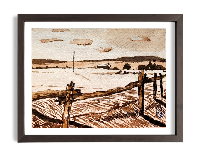 Rivage Monochrome - Aquarelle originale 12 x 16