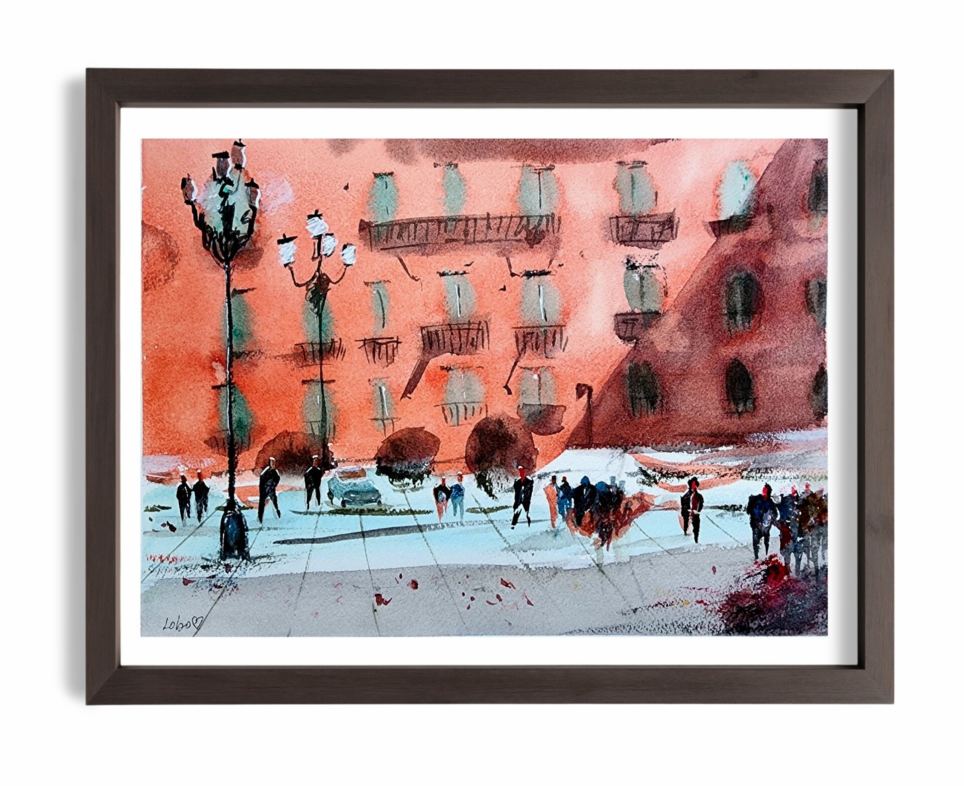 Éclats de Place – Aquarelle Originale 24 x 31 cm