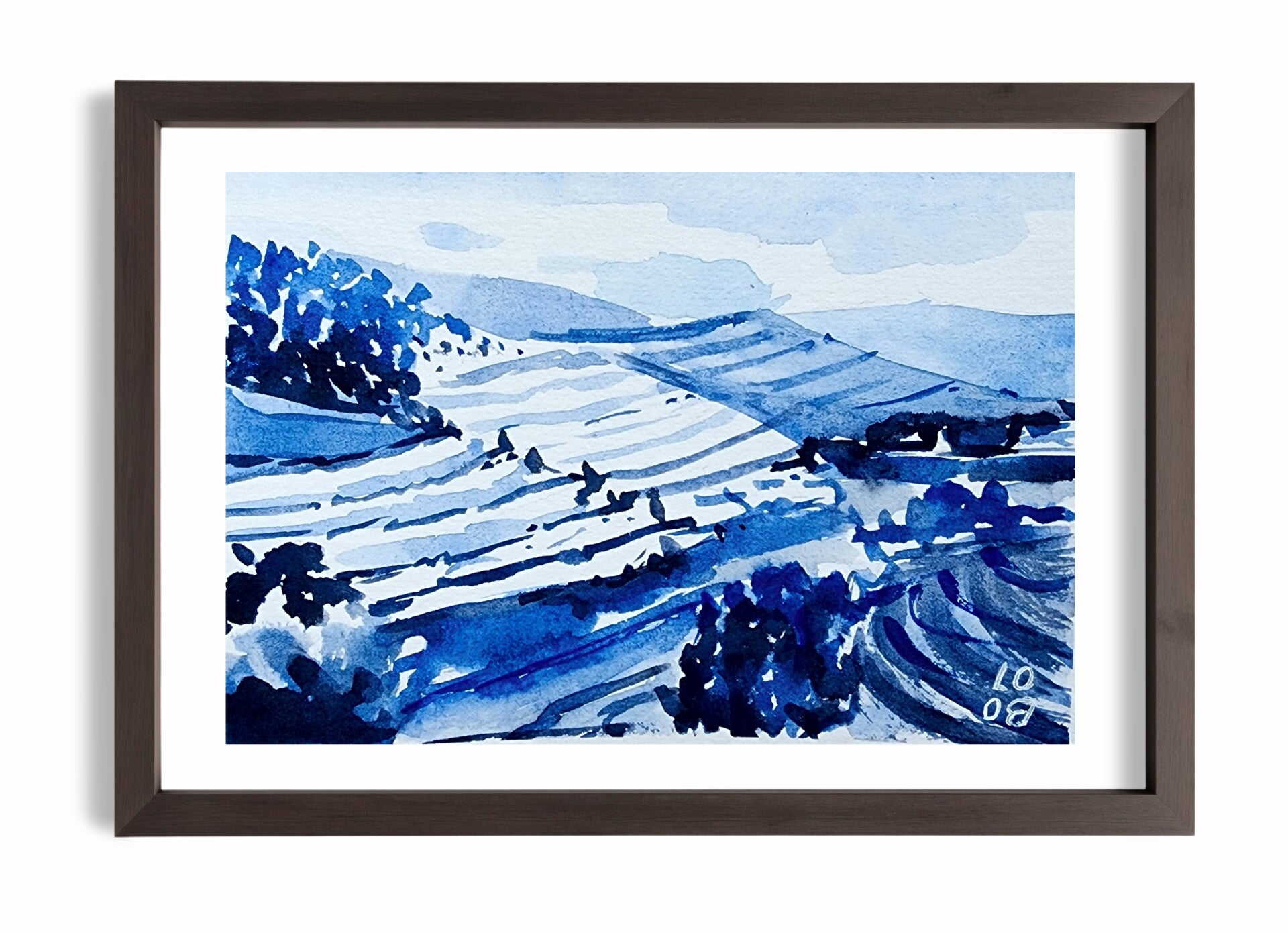 La Vallée - Aquarelle originale 12 x 16 cm
