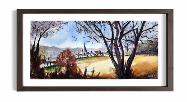 La Ville - Aquarelle originale 22 x 40 cm