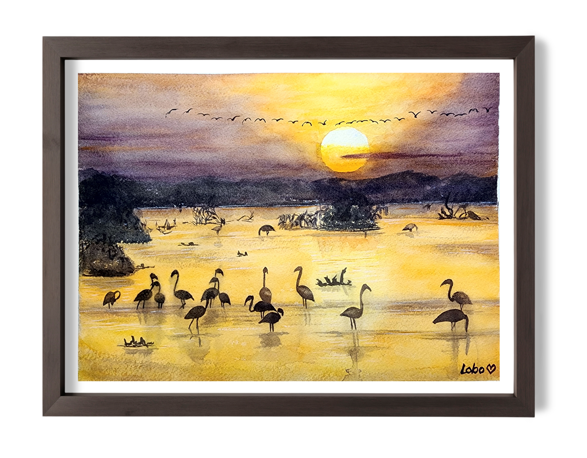 Crépuscule dans les Llanos Venezuela - Aquarelle 24 x 31 cm