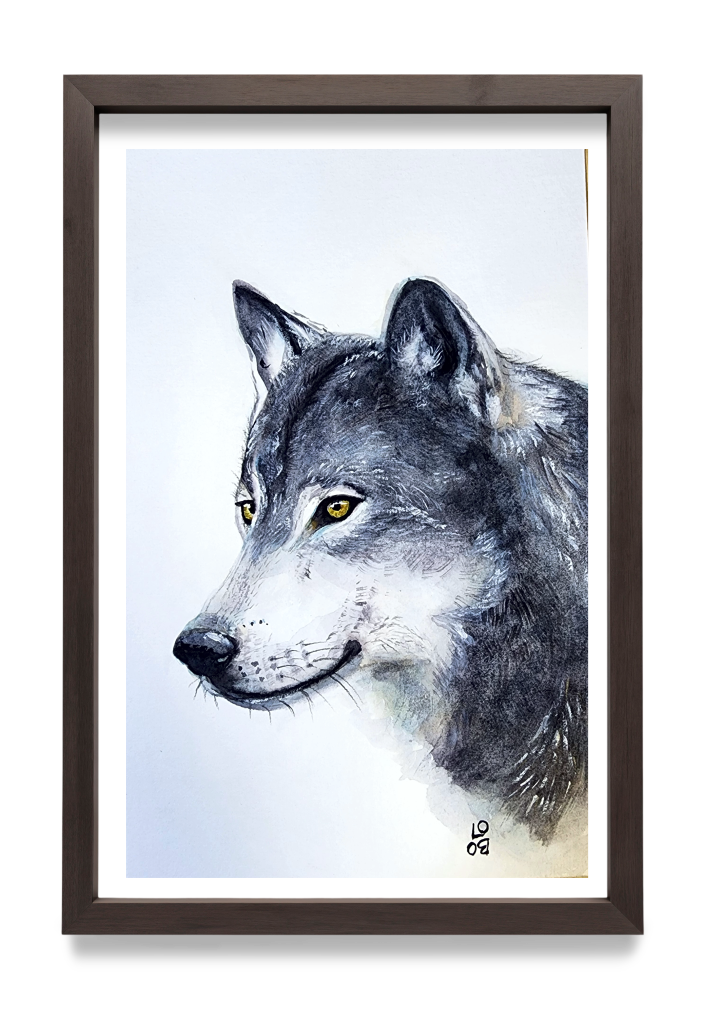 L'Âme du Loup - Aquarelle originale 12 x 16 cm