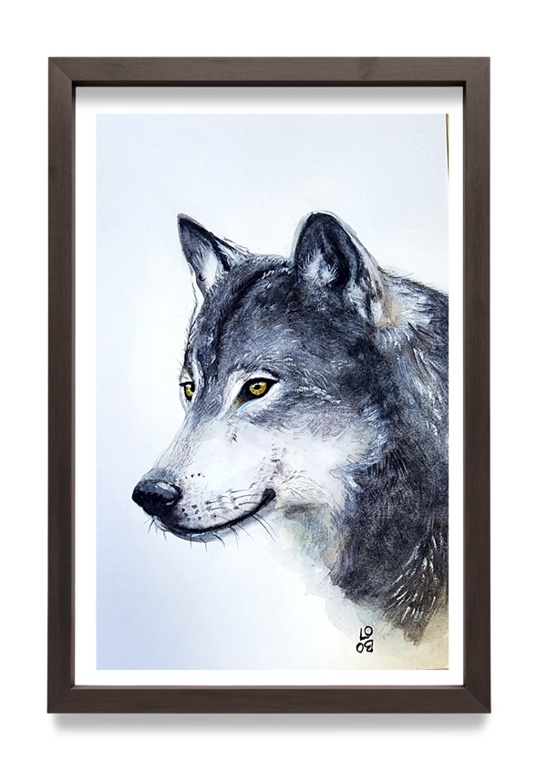 L'Âme du Loup - Aquarelle originale 12 x 16 cm