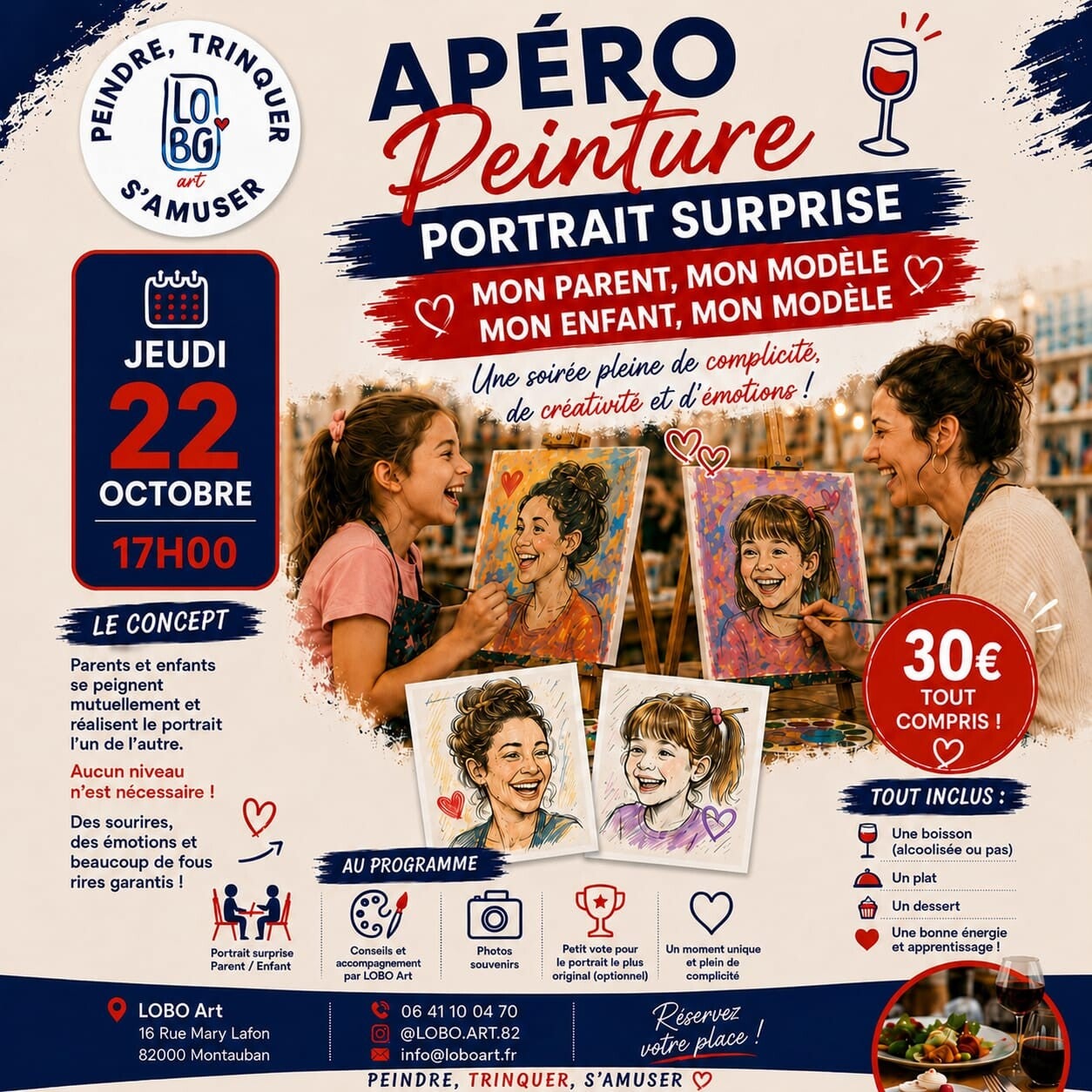 🎨❤️ APÉRO PEINTURE – PORTRAIT SURPRISE ❤️🎨