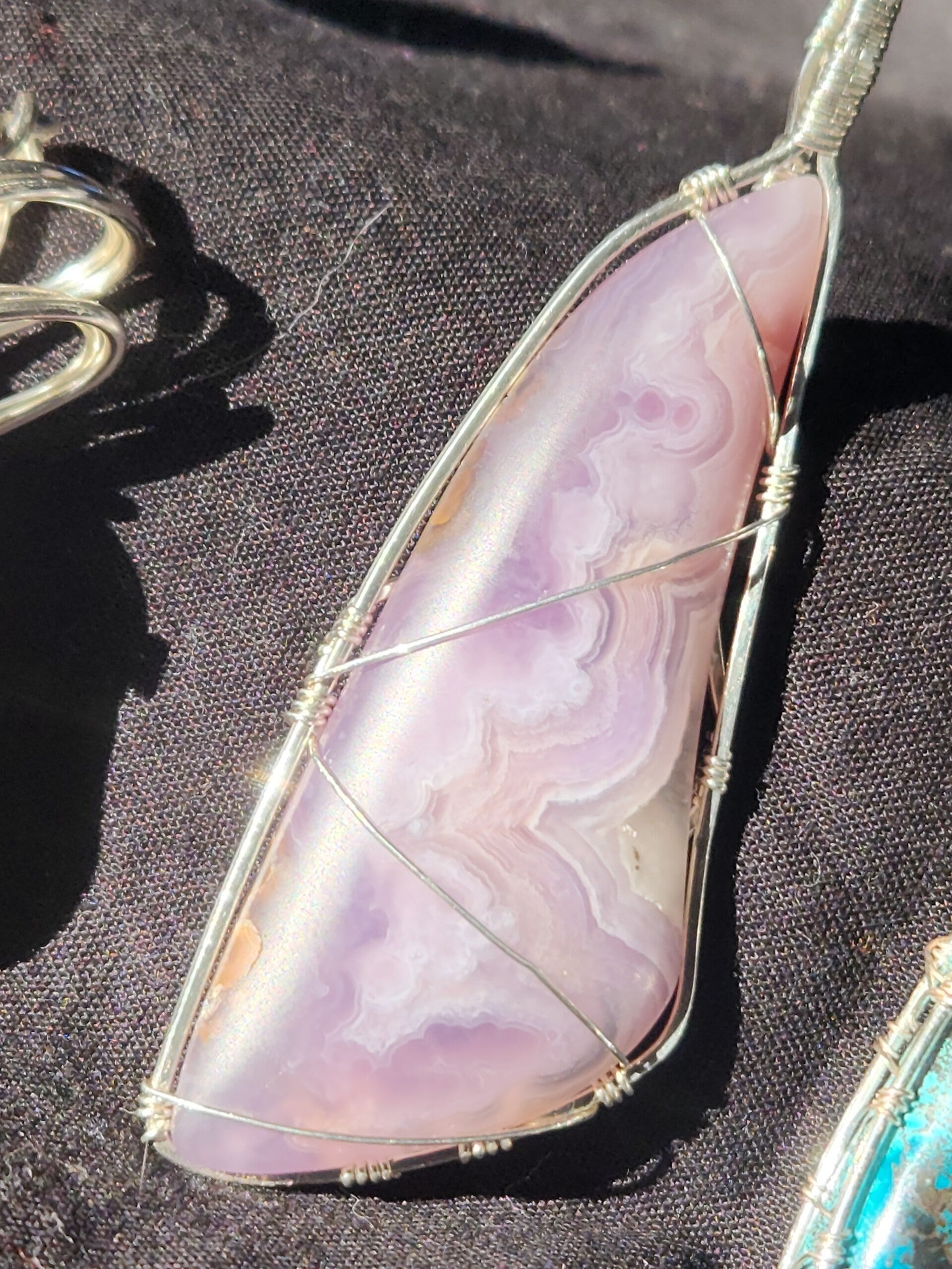 Royal Aztec Lace Agate Pendant – Sterling Silver