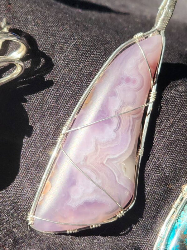 Royal Aztec Lace Agate Pendant – Sterling Silver