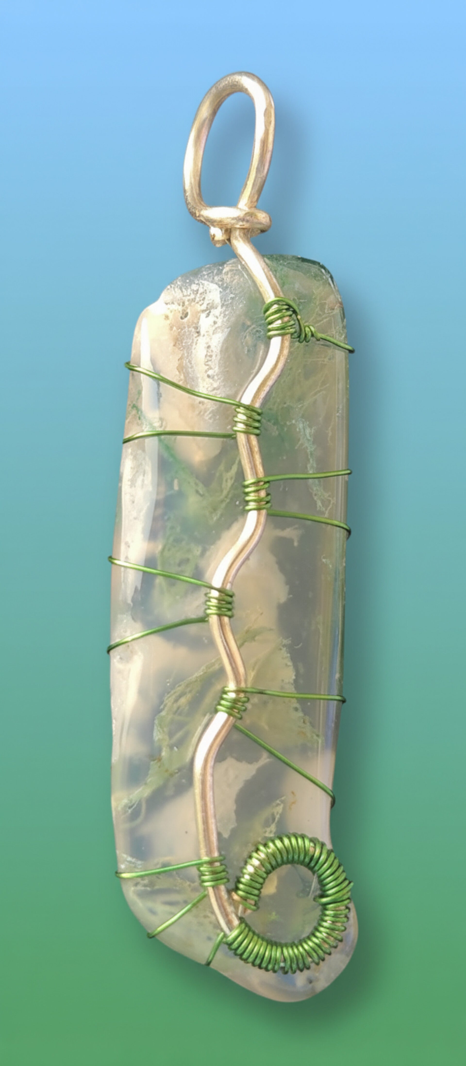 Green Moss Pendant-silver/green