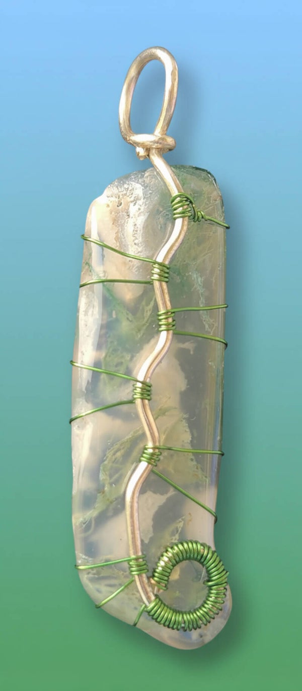 Green Moss Pendant-silver/green